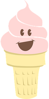 Happy Ice Cream Cone Character PNG