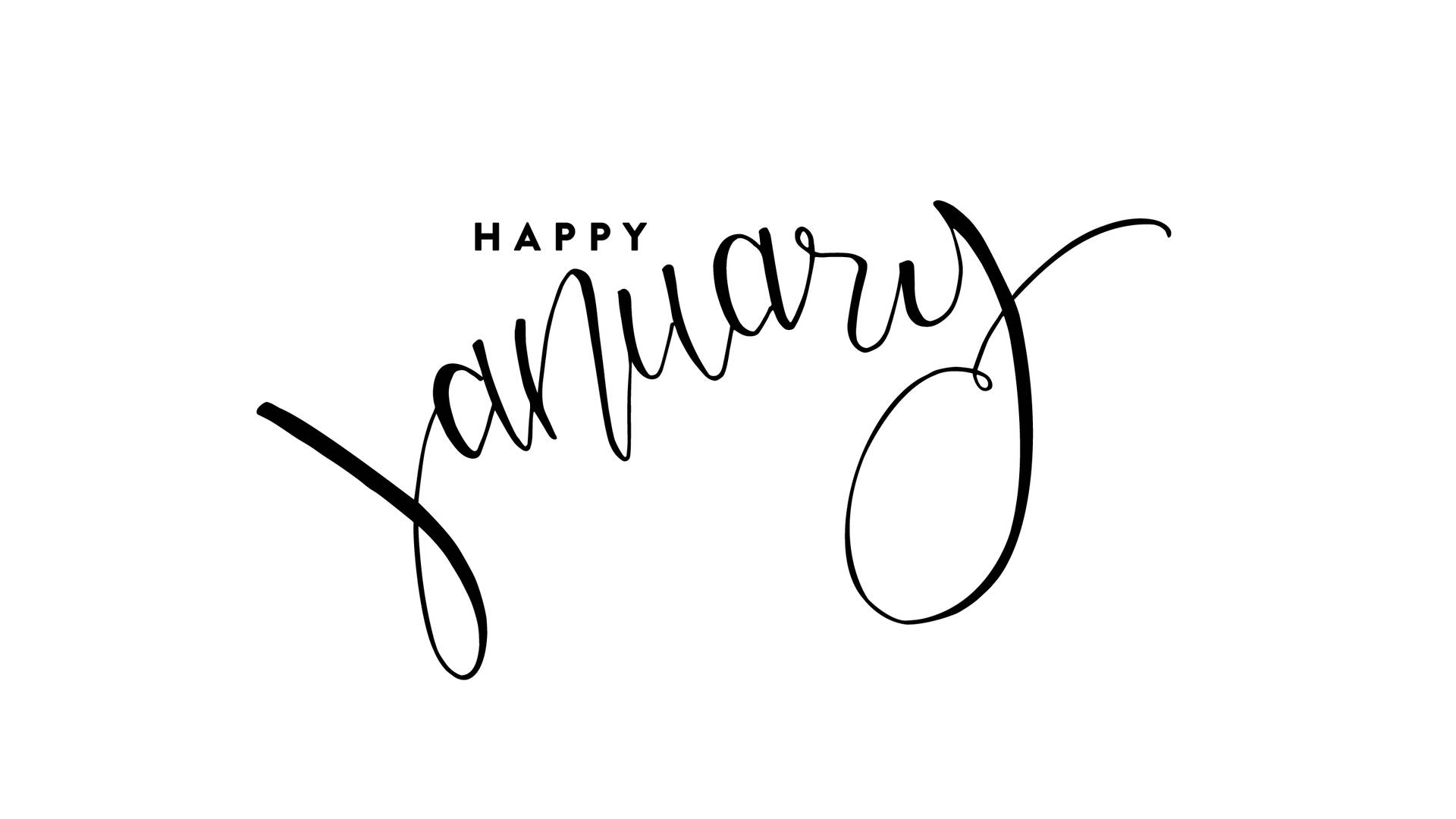 Happy January Calligraphy Wallpaper