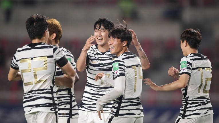 Squadra Nazionale Di Calcio Della Repubblica Di Corea Felice Sfondo