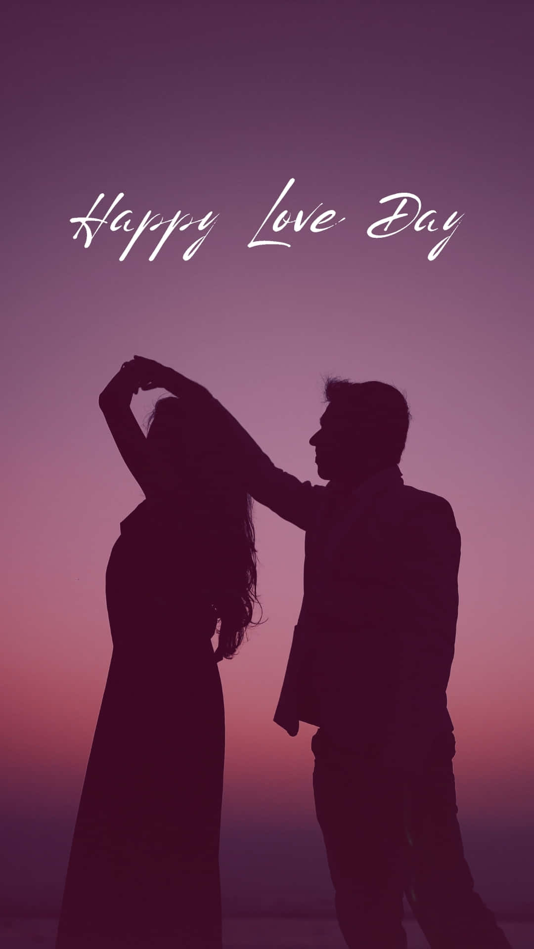 Gelukkige Liefdesdag Koppel Silhouet Achtergrond