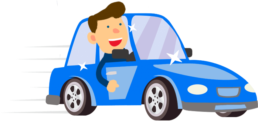 Happy Man Driving Car Cartoon PNG