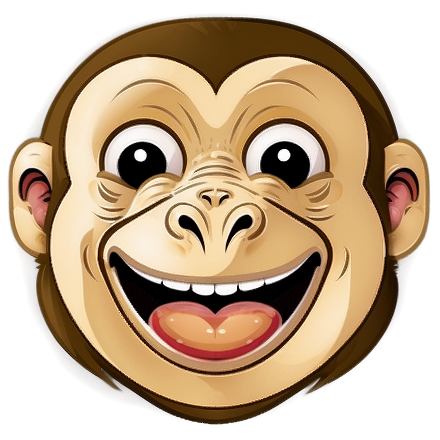 Happy Monkey Face Illustration Png 7 PNG