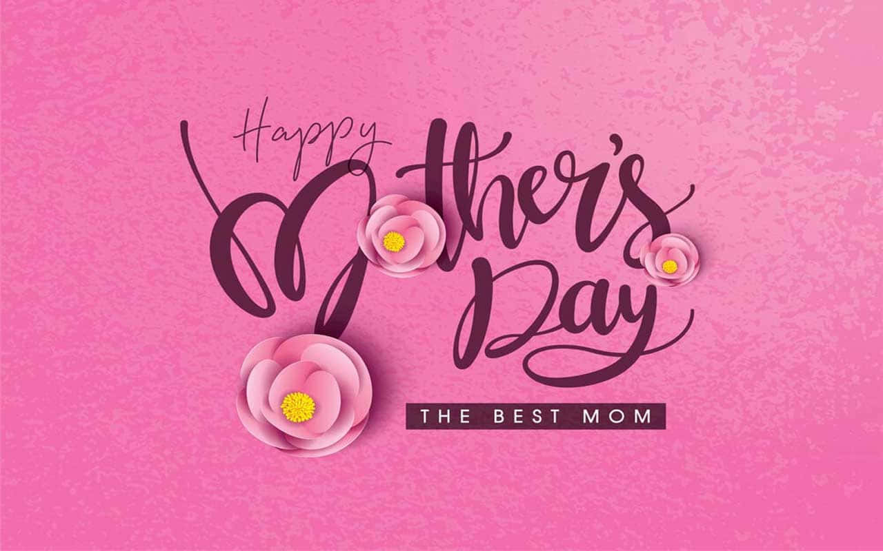 Glædelig mors dag med rosa blomster