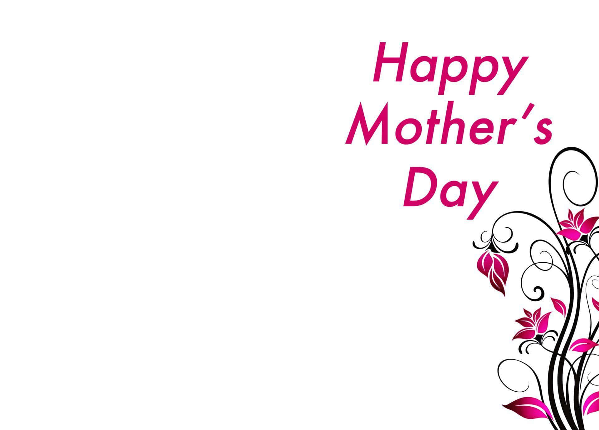 Tarjetade Feliz Día De La Madre Con Flores Rosadas