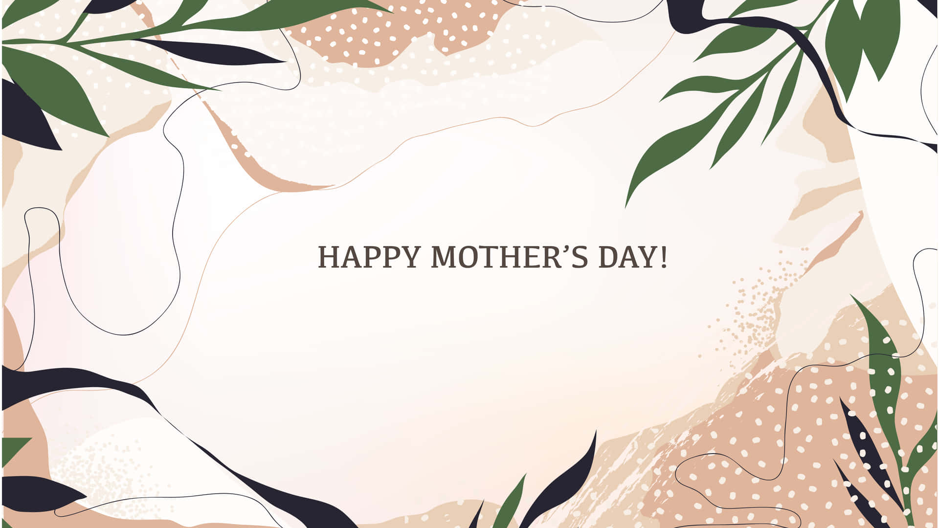 Happy Mother's Day Card With Leaves And Flowers
