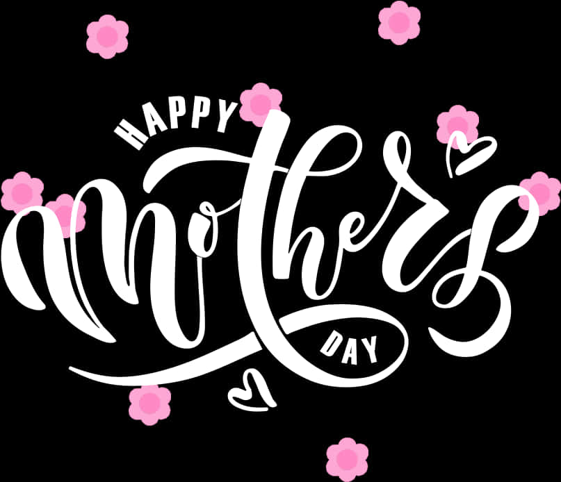 Happy Mothers Day Calligraphy Floral Design PNG