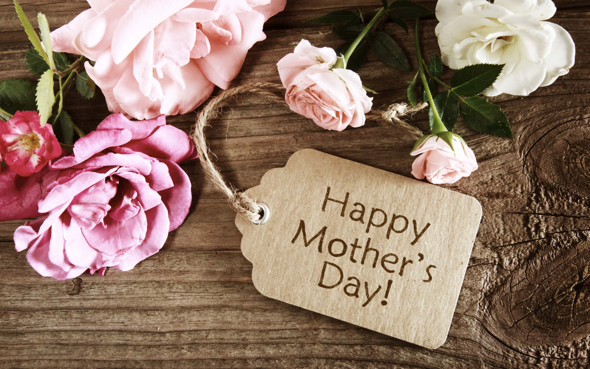 Happy Mothers Day Pink Flower Greetings Hd Wallpaper