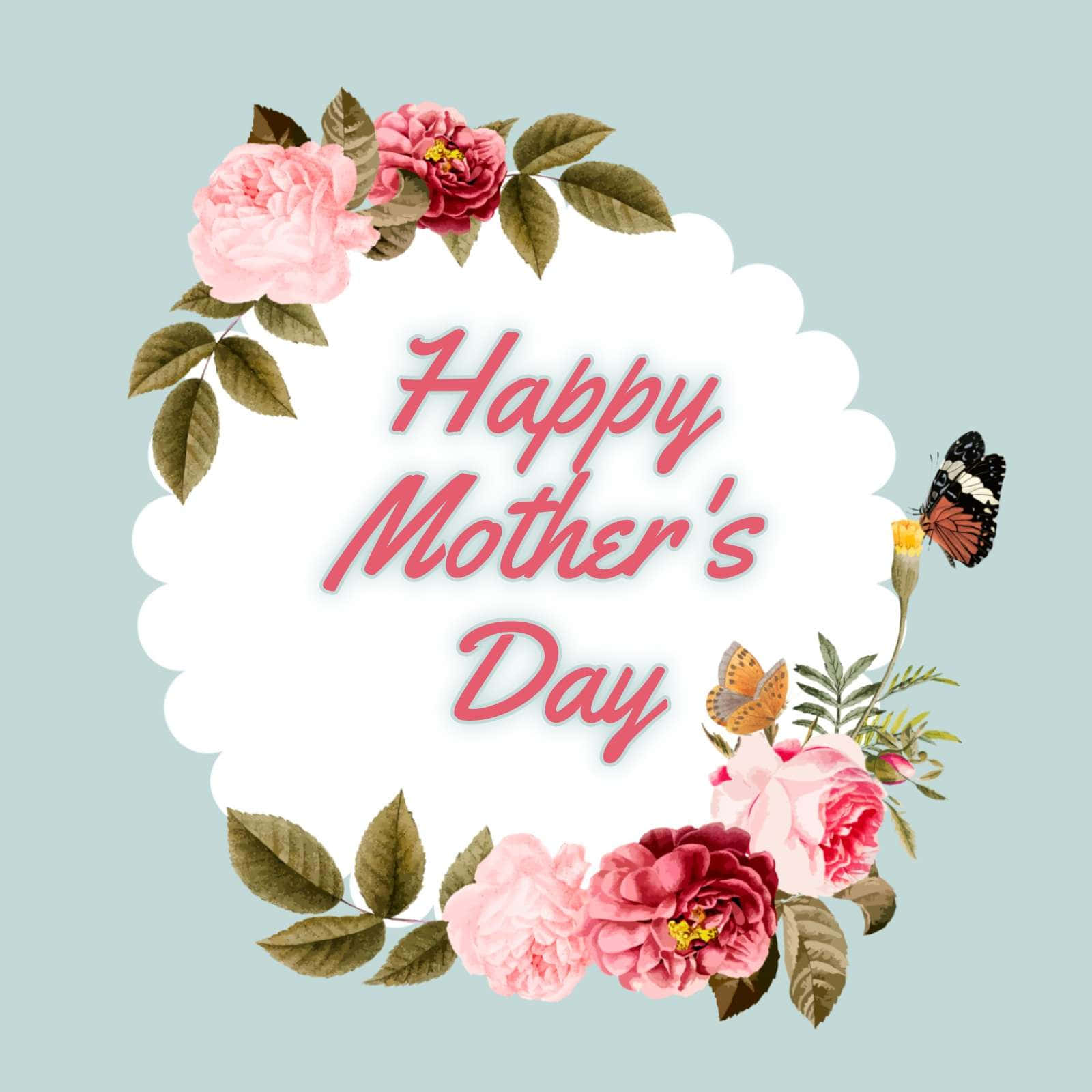 Saudaçõesfelizes Do Dia Das Mães Com Flores E Borboletas. Papel de Parede