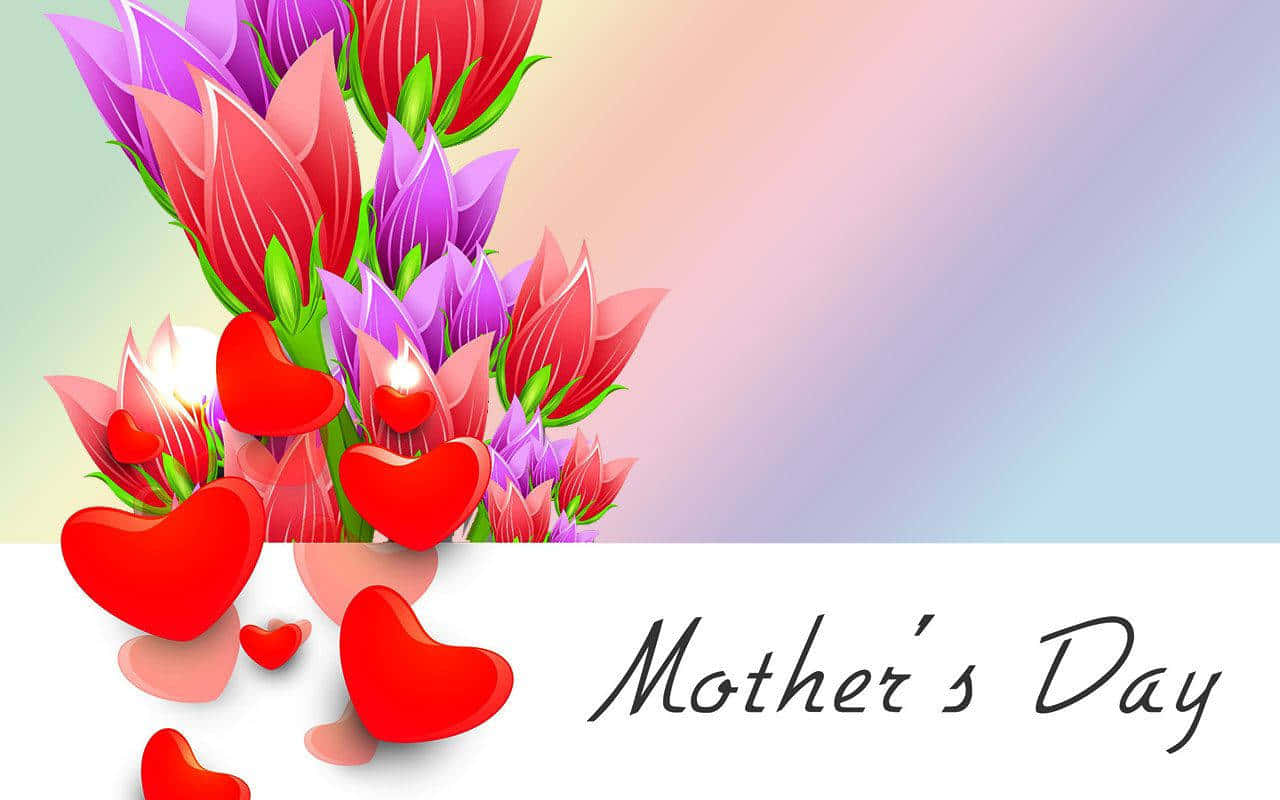 Felicegiorno Della Mamma Con Fiori E Cuori In Alta Definizione Sfondo