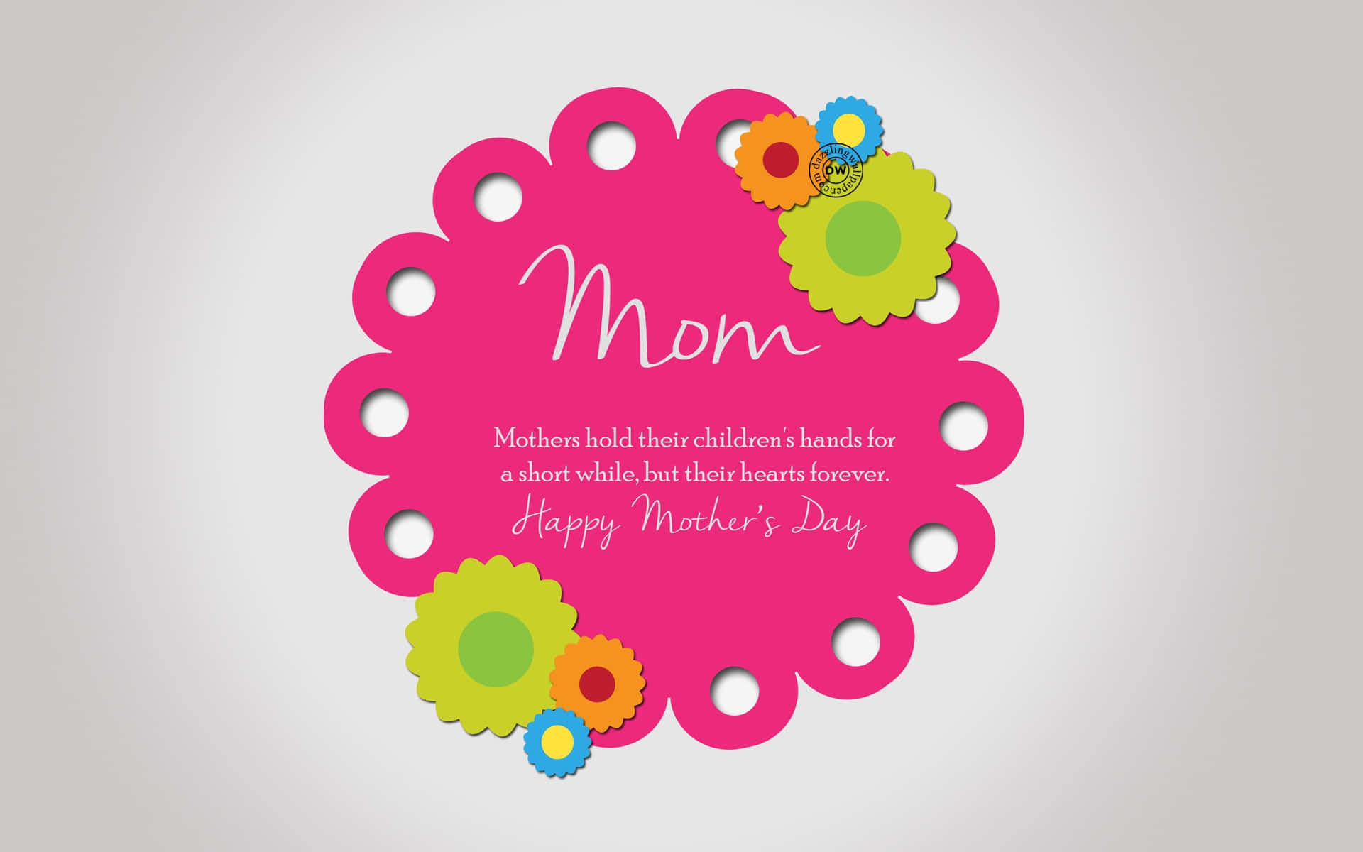 A Pink And Green Card With The Word Mom Wallpaper