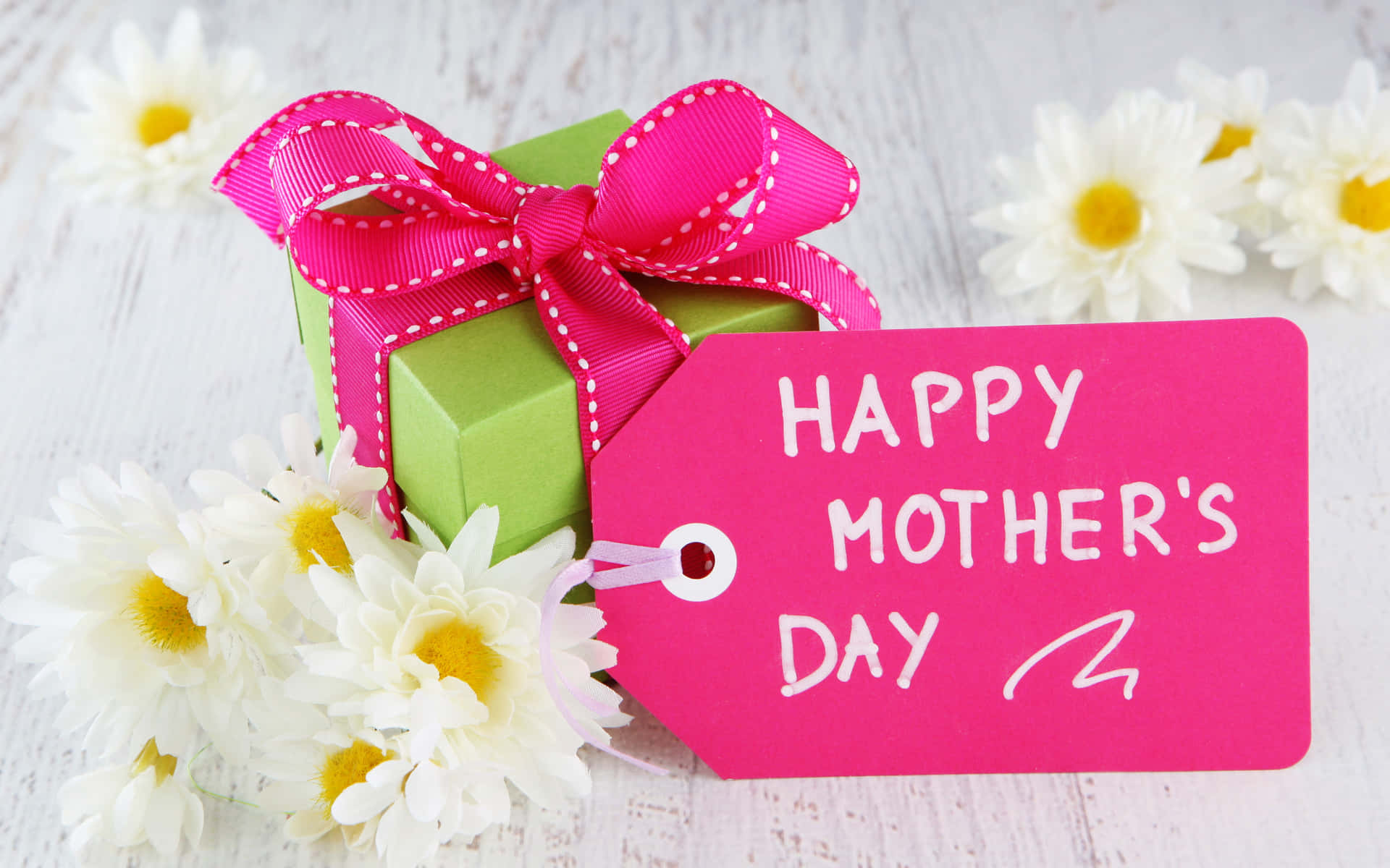 Happy Mothers Day Greetings Pink Green Box Hd Wallpaper