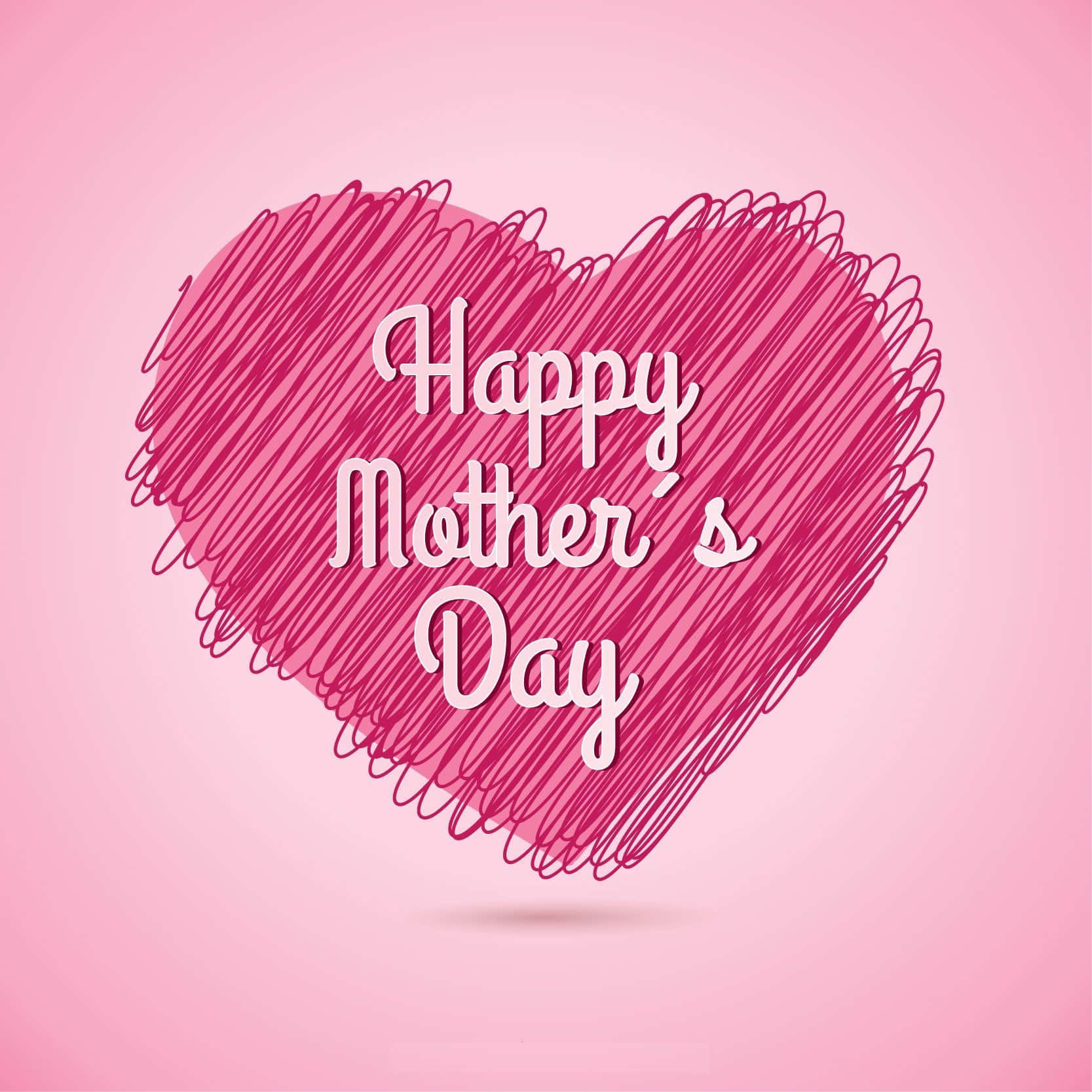 Happy Mothers Day Sketch Pink Heart Hd Wallpaper