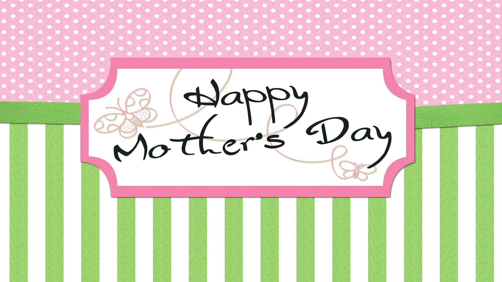 Happy Mothers Day Green And Pink Background Hd Wallpaper