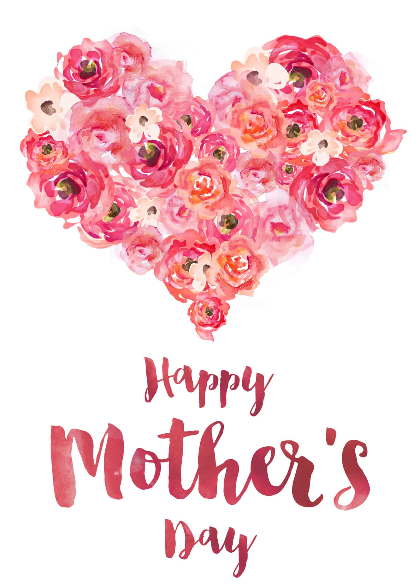 Felicefesta Della Mamma: Cuore Rosa Con Fiori In Alta Definizione. Sfondo