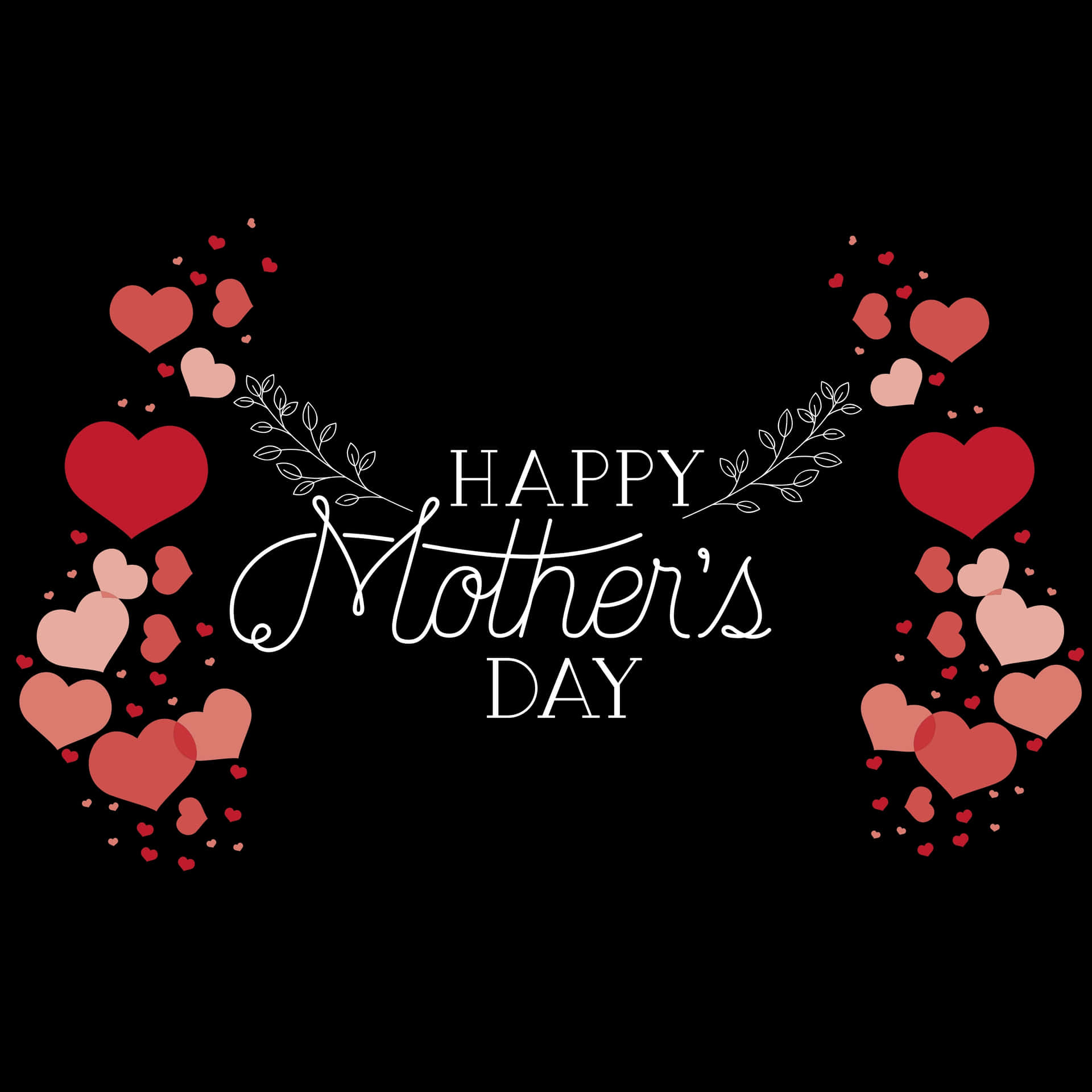 Happy Mothers Day Heartsand Floral Design Wallpaper