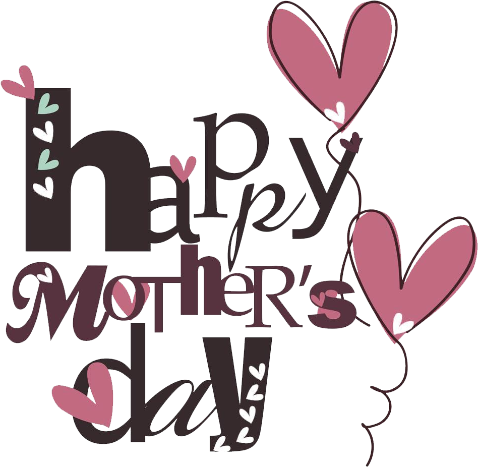 Happy Mothers Day Heartsand Letters PNG