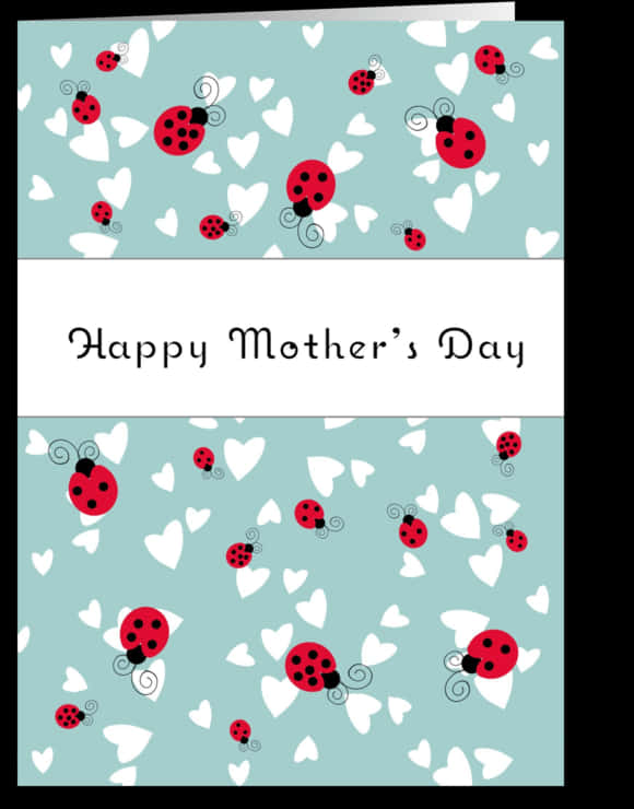 Happy Mothers Day Ladybug Heart Pattern PNG