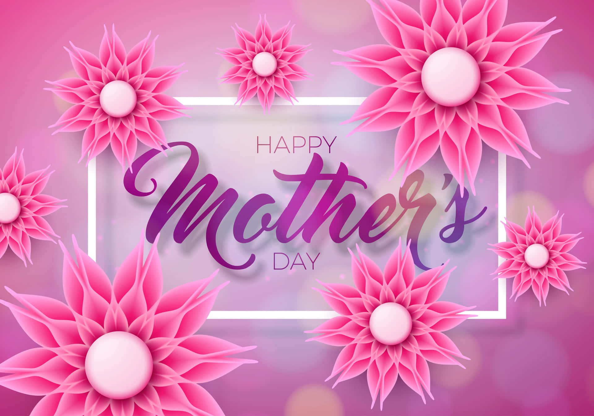 Happy Mother's Day Background With Pink Flowers