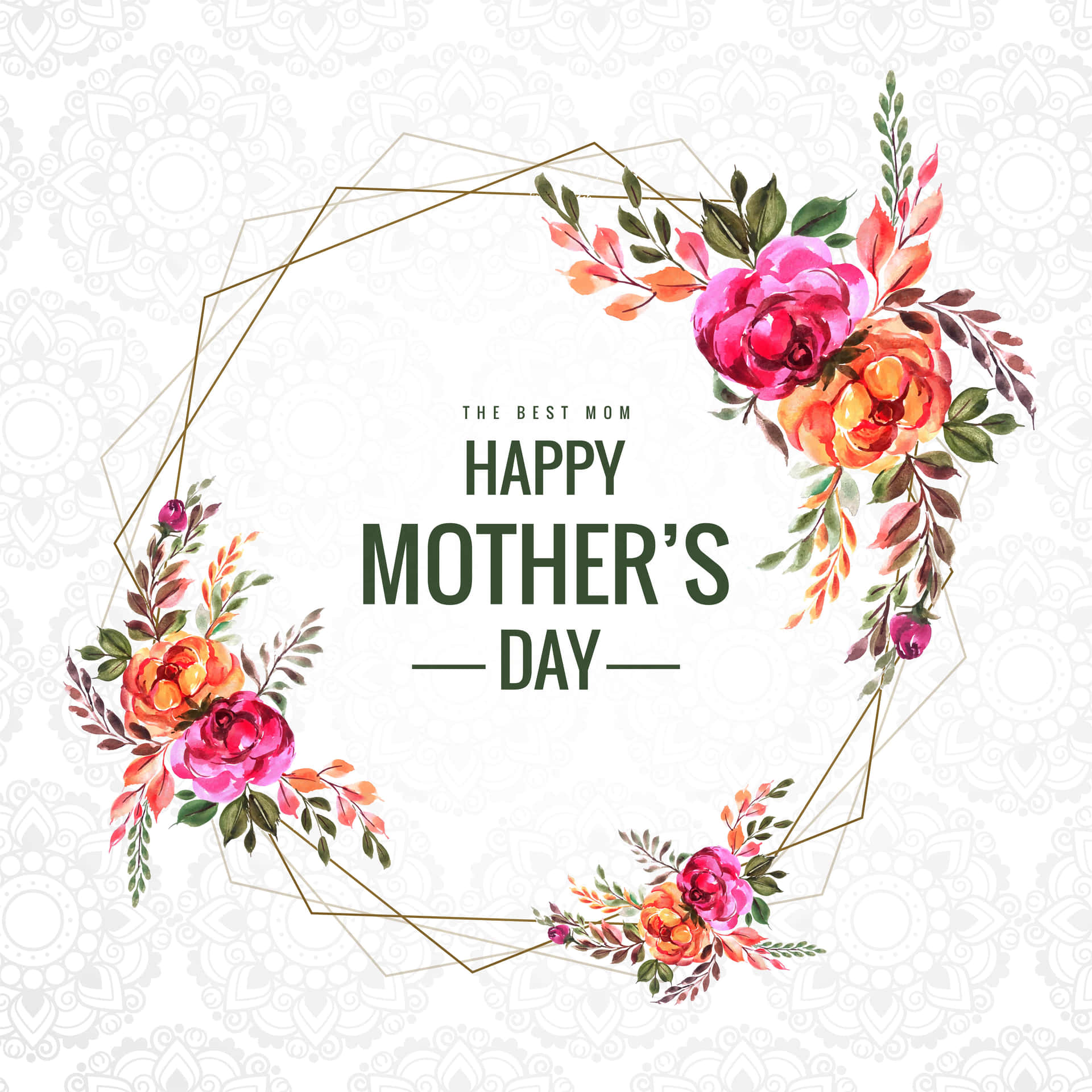 Moldurade Feliz Dia Das Mães Com Flores