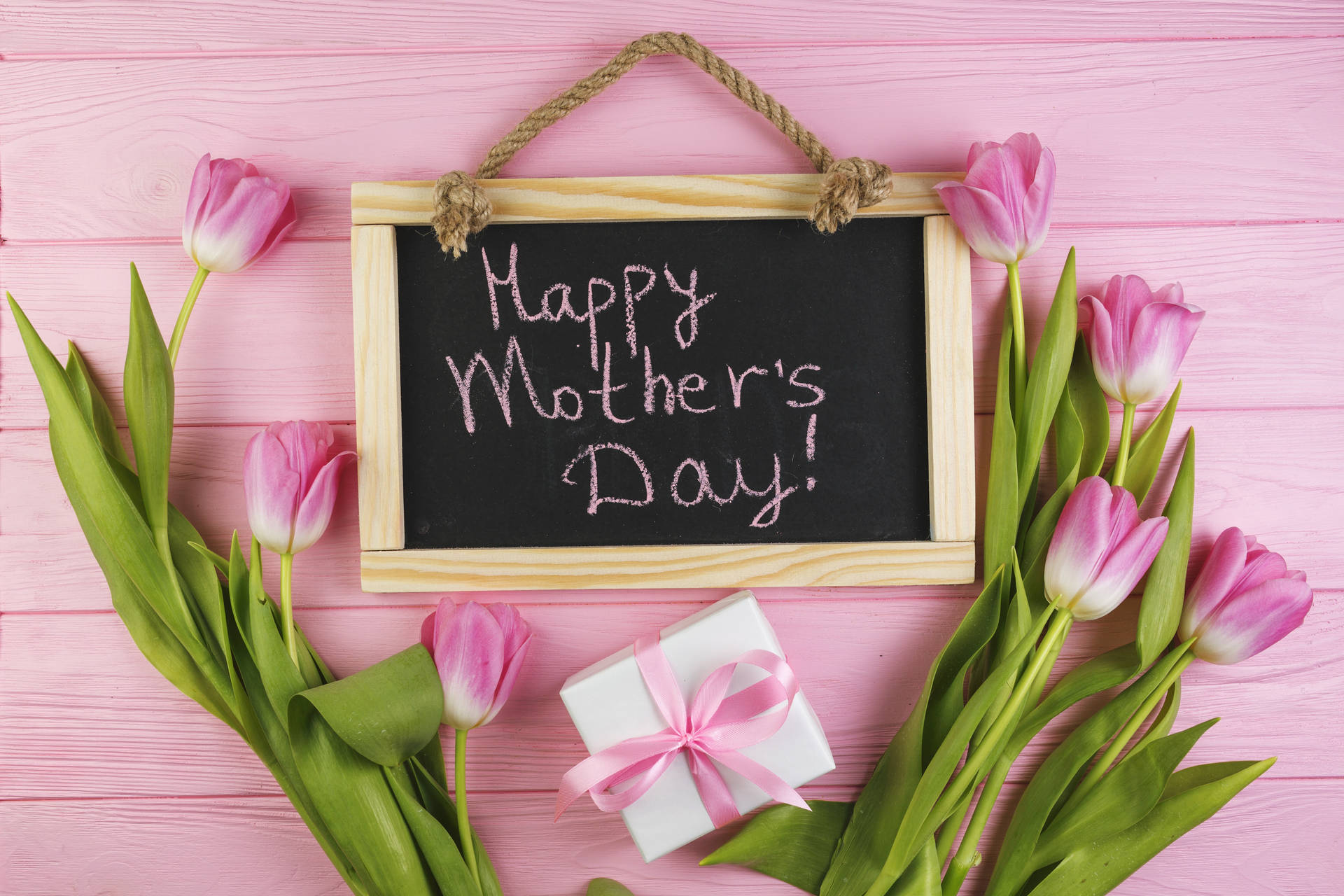 Happy Mothers Day Pink Tulips Wallpaper