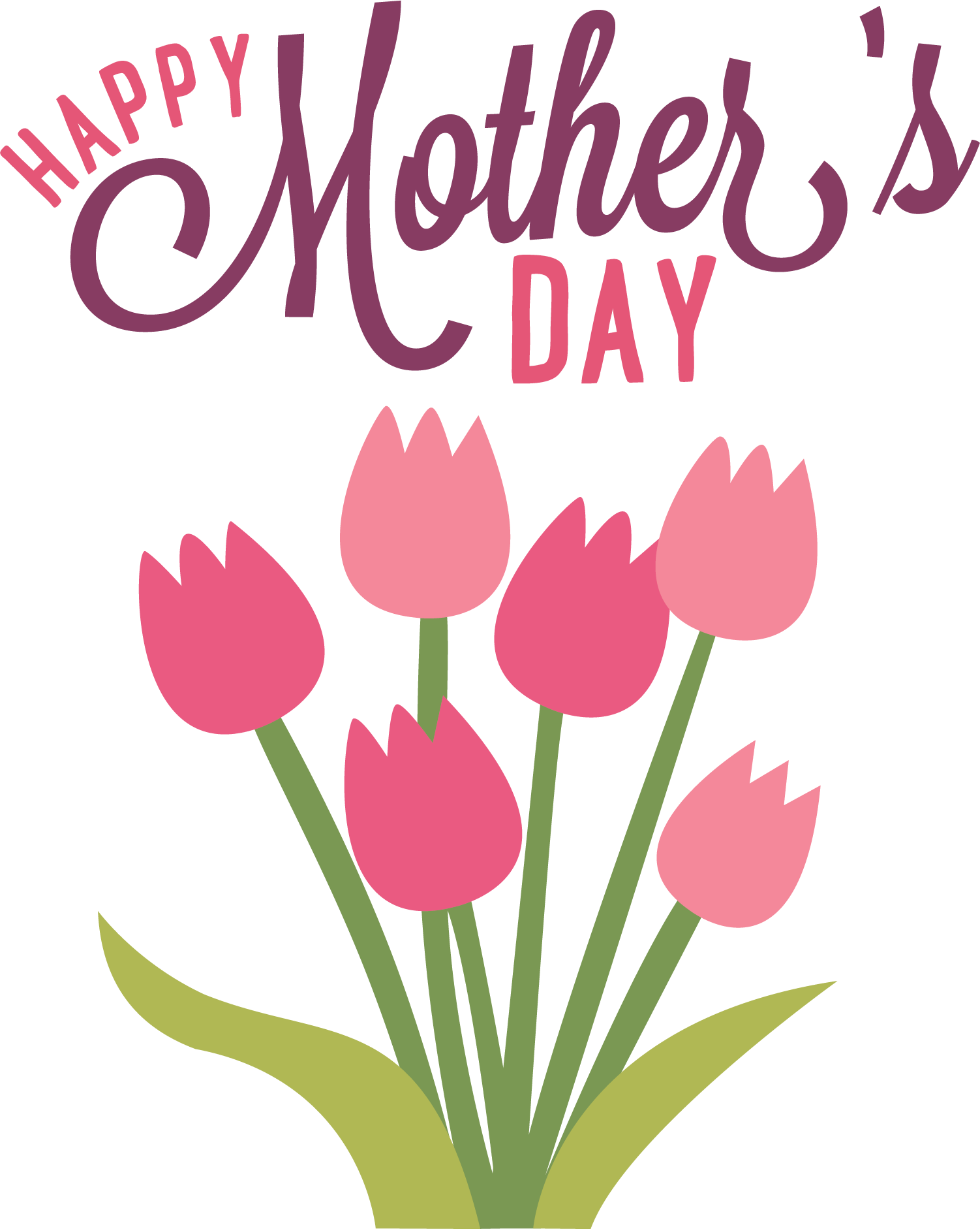 Happy Mothers Day Tulips Graphic PNG