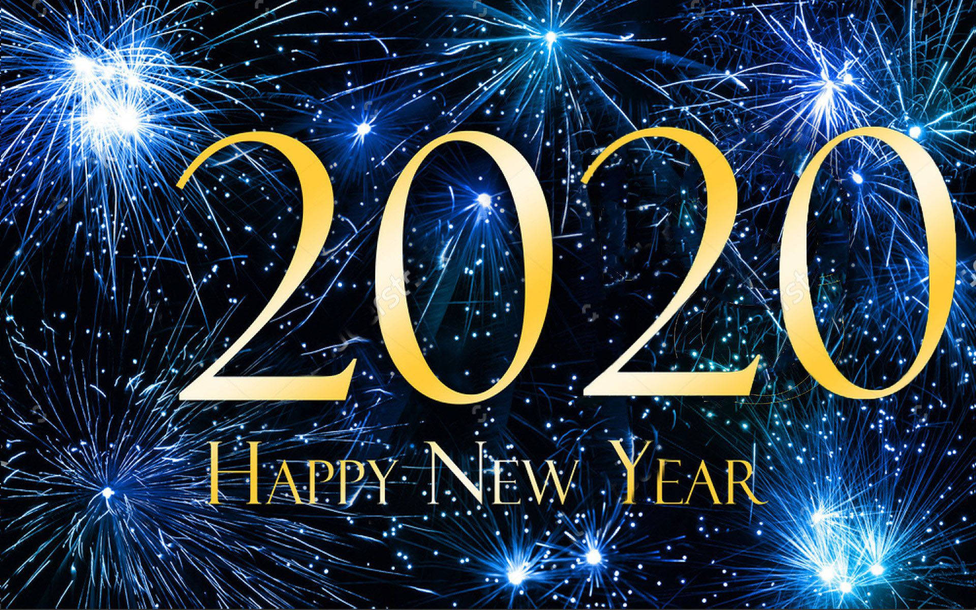 Happy New Year 2020 - A Blue and Gold night of possibilities! Wallpaper