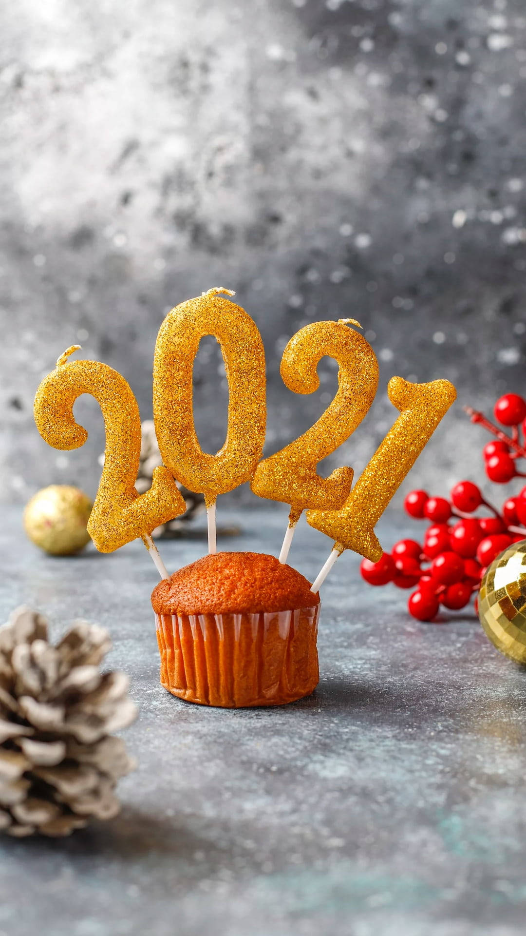 Glædeligt Nytår 2021 Cupcake. Wallpaper