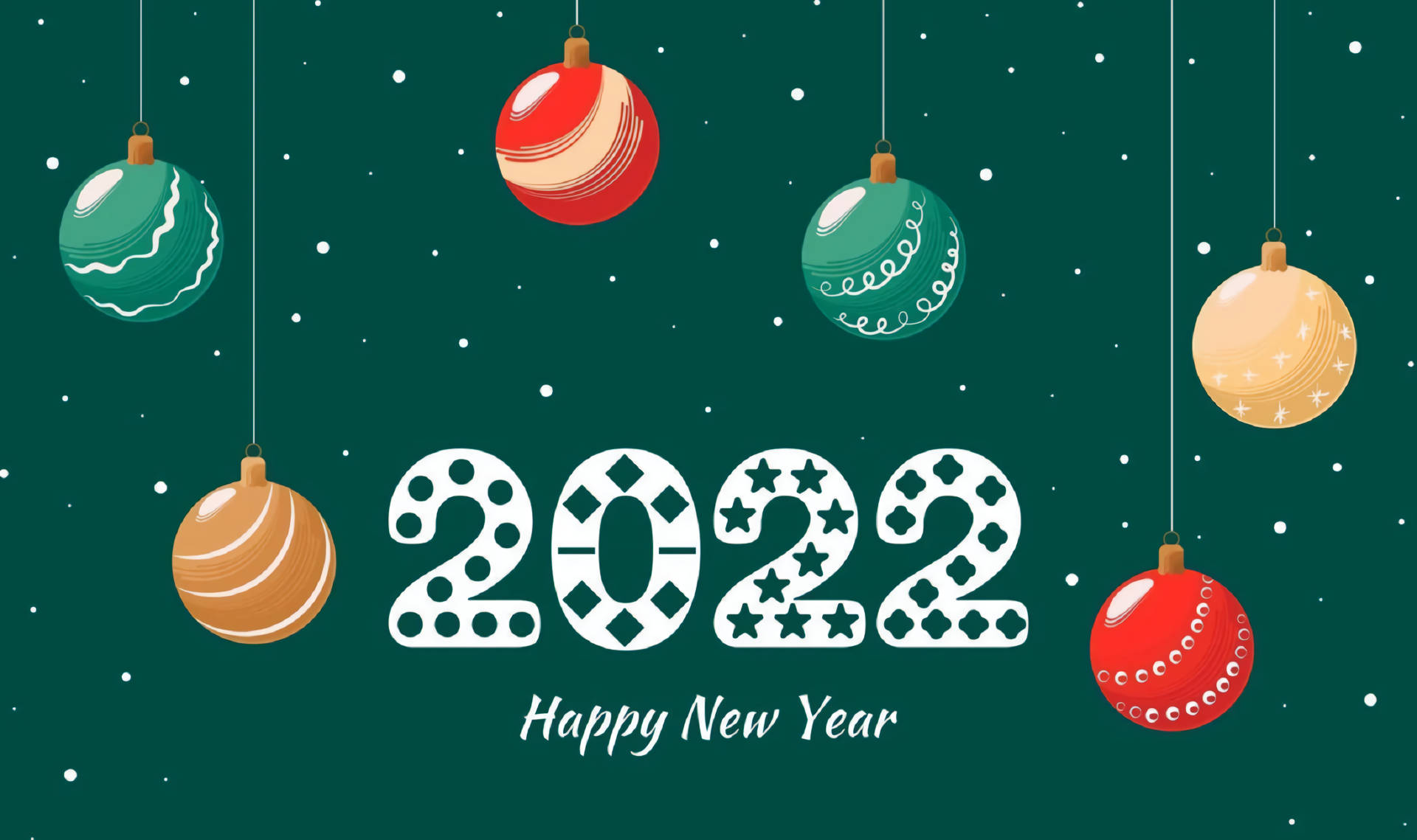 Happy New Year 2022 Christmas Balls Wallpaper