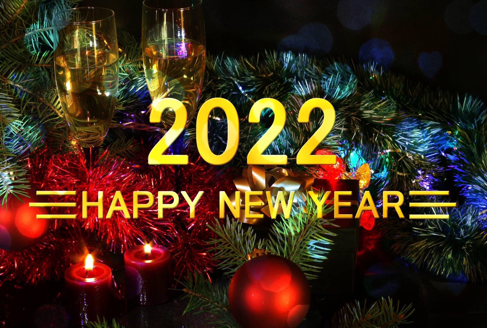 Happy New Year 2022 Christmas Tree Wallpaper