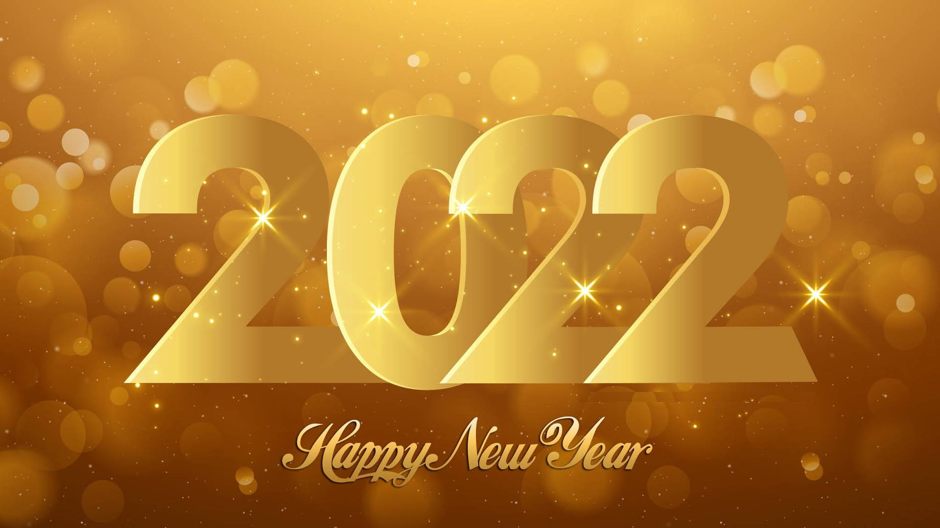 Happy New Year 2022 Classic Gold Wallpaper