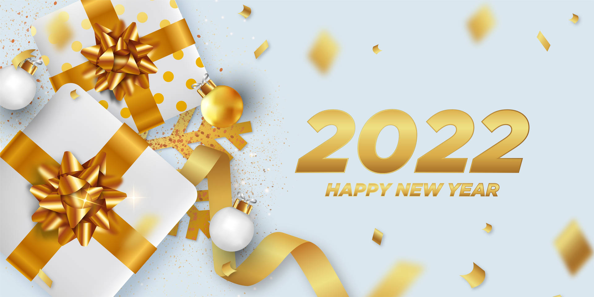 Happy New Year 2022 Gold Gifts Wallpaper