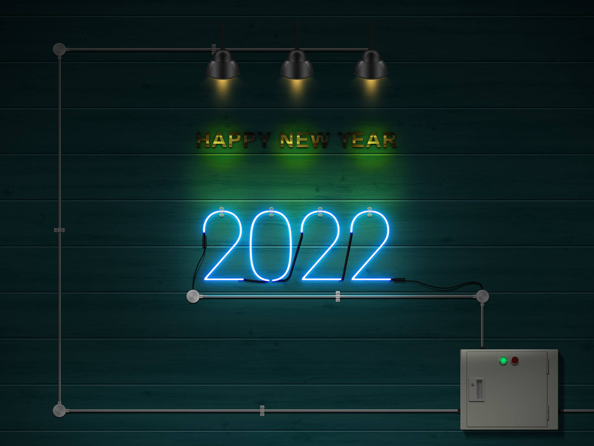 Happy New Year 2022 Neon Light Wallpaper