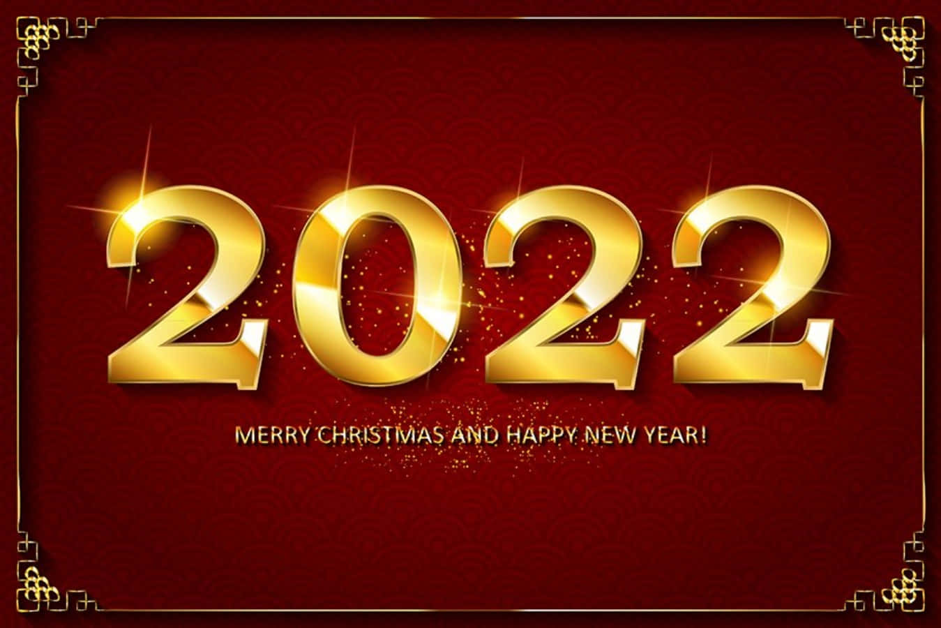 2022 Chinese New Year Greeting Card With Golden Numbers