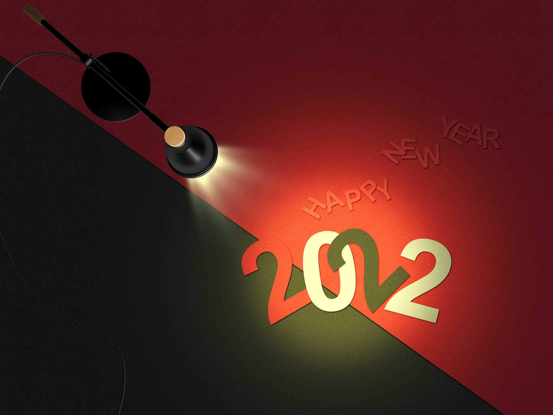 Happy New Year 2022 Red Spotlight Wallpaper