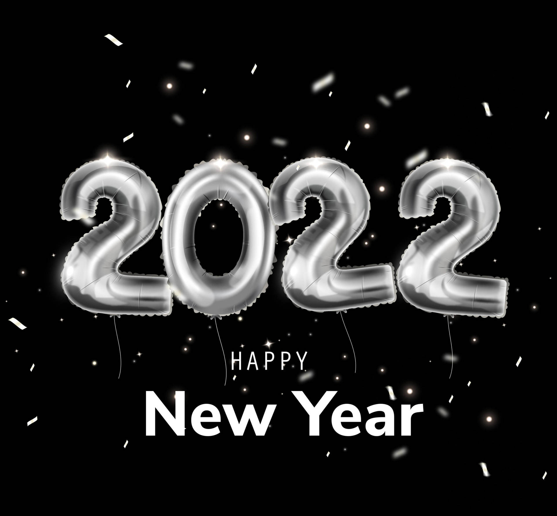 Happy New Year 2022 Silver Balloons Wallpaper