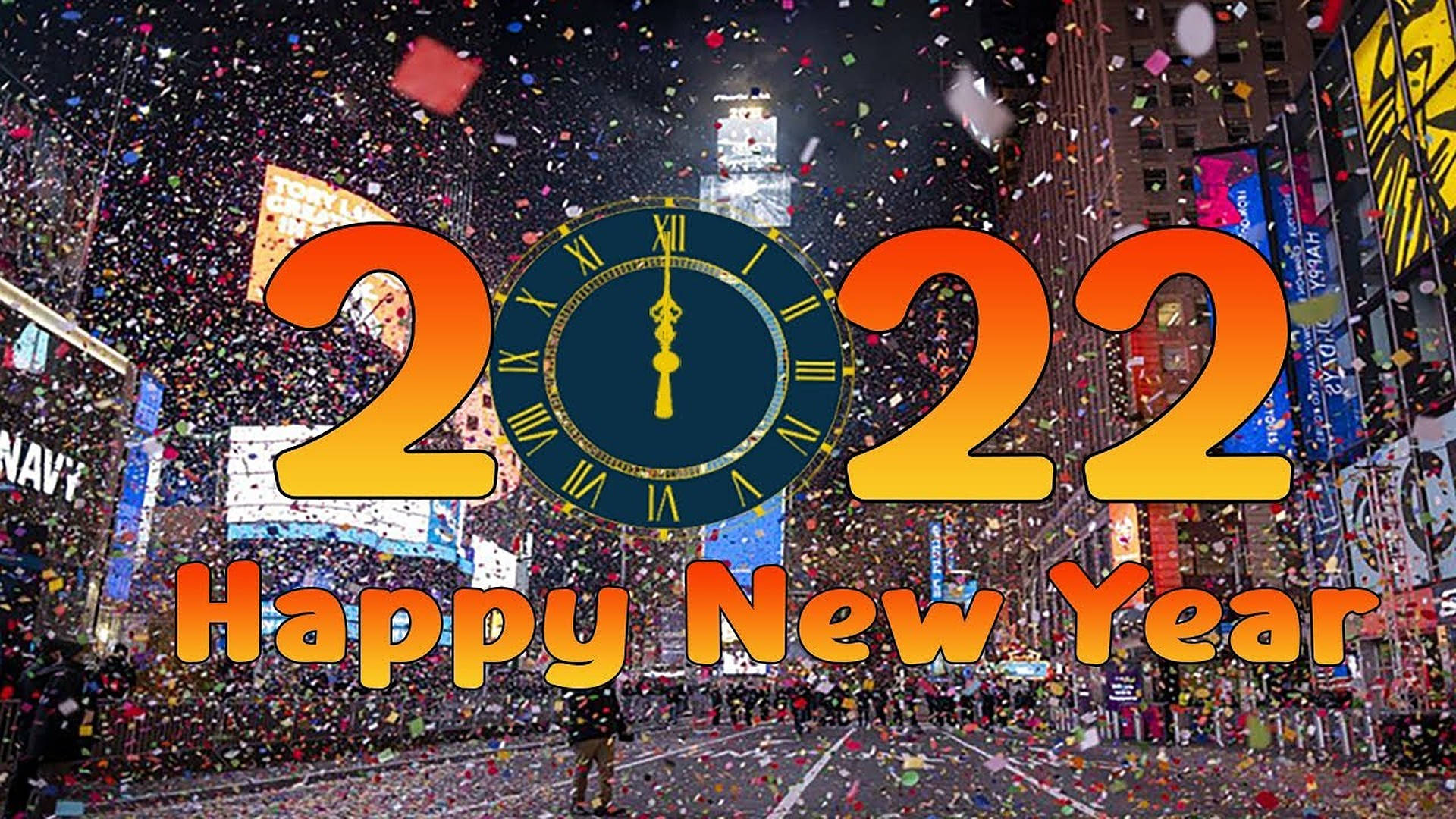 Happy New Year 2022 Town Square Wallpaper