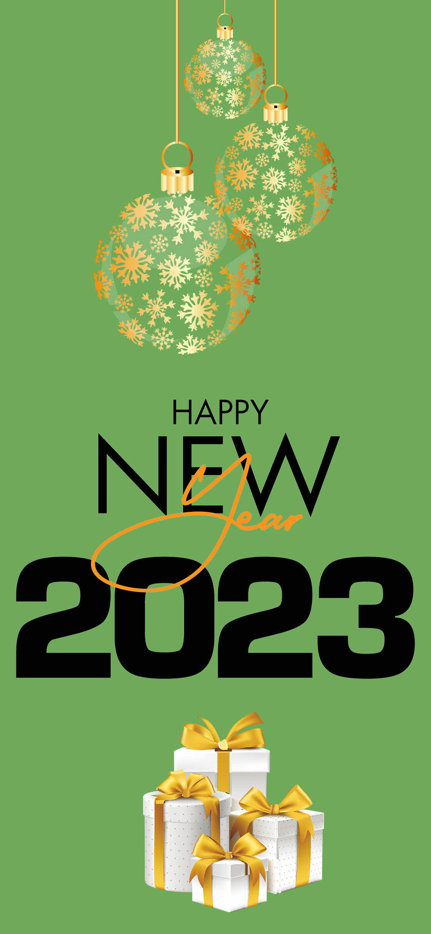 Happy New Year 2023 Gold Ornaments Wallpaper