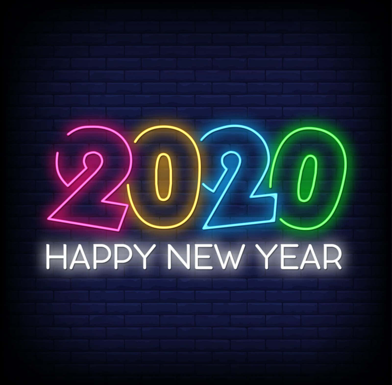 Neon 2020 Happy New Year Sign
