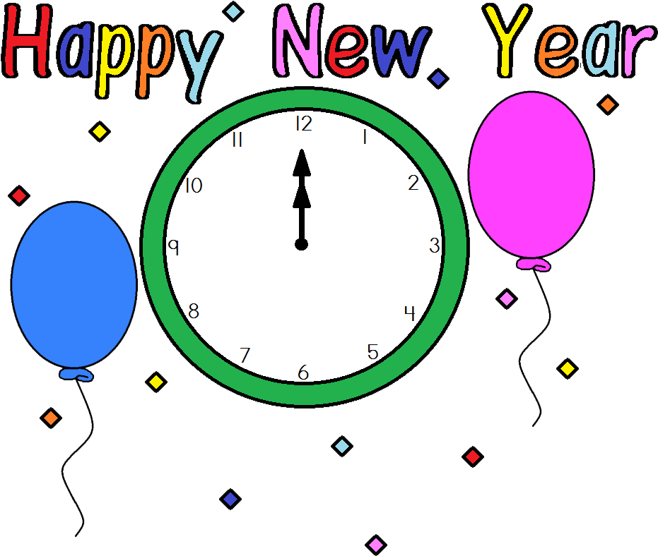 Happy New Year Celebration Clock PNG