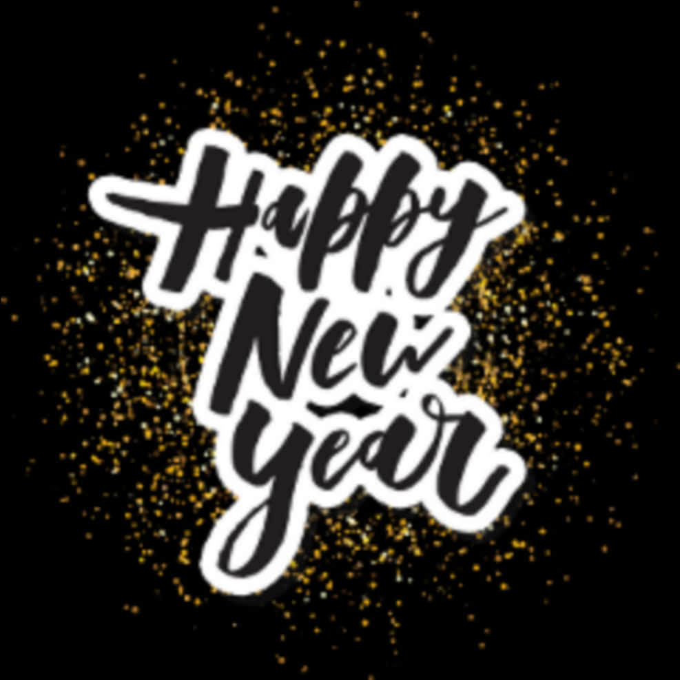 Happy New Year Glitter Text PNG