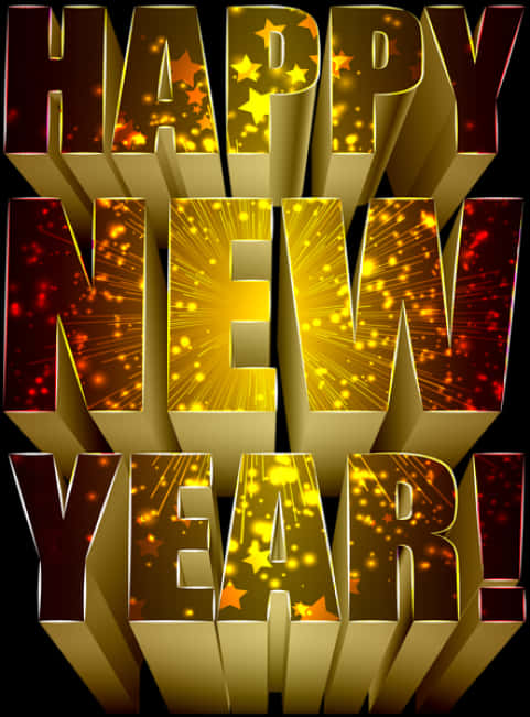 Happy New Year Golden Sparkle Celebration PNG