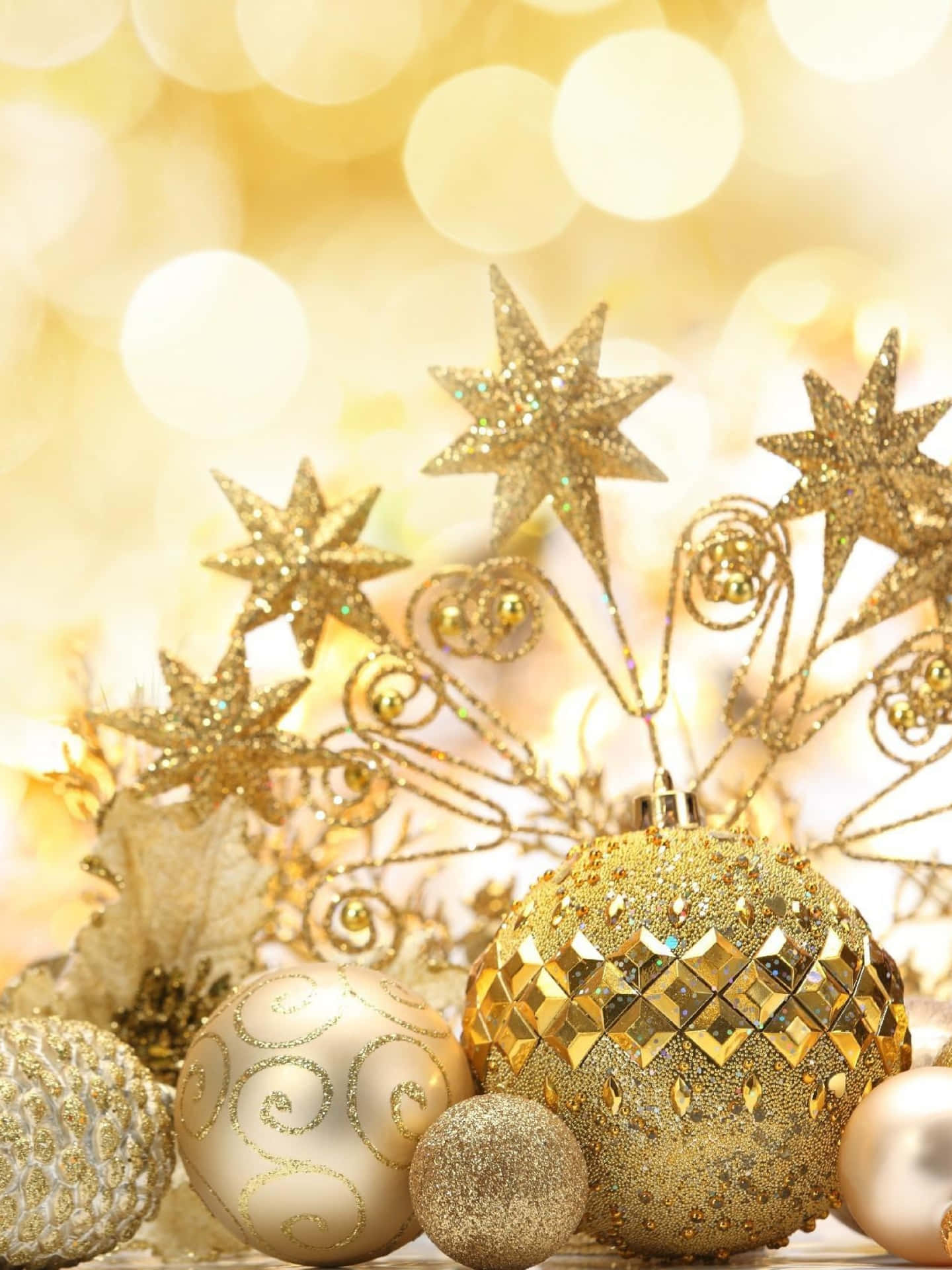 Happy New Year Elegant Ornaments Iphone Wallpaper