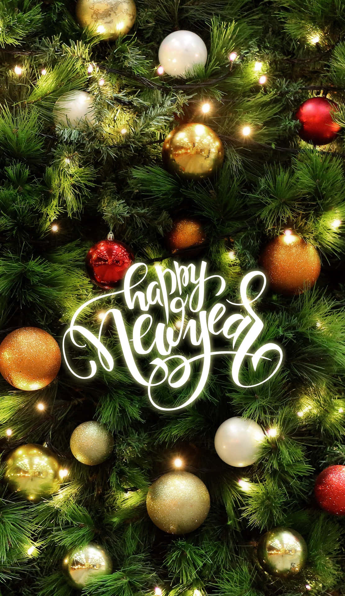 Happy New Year Christmas Tree Iphone Wallpaper