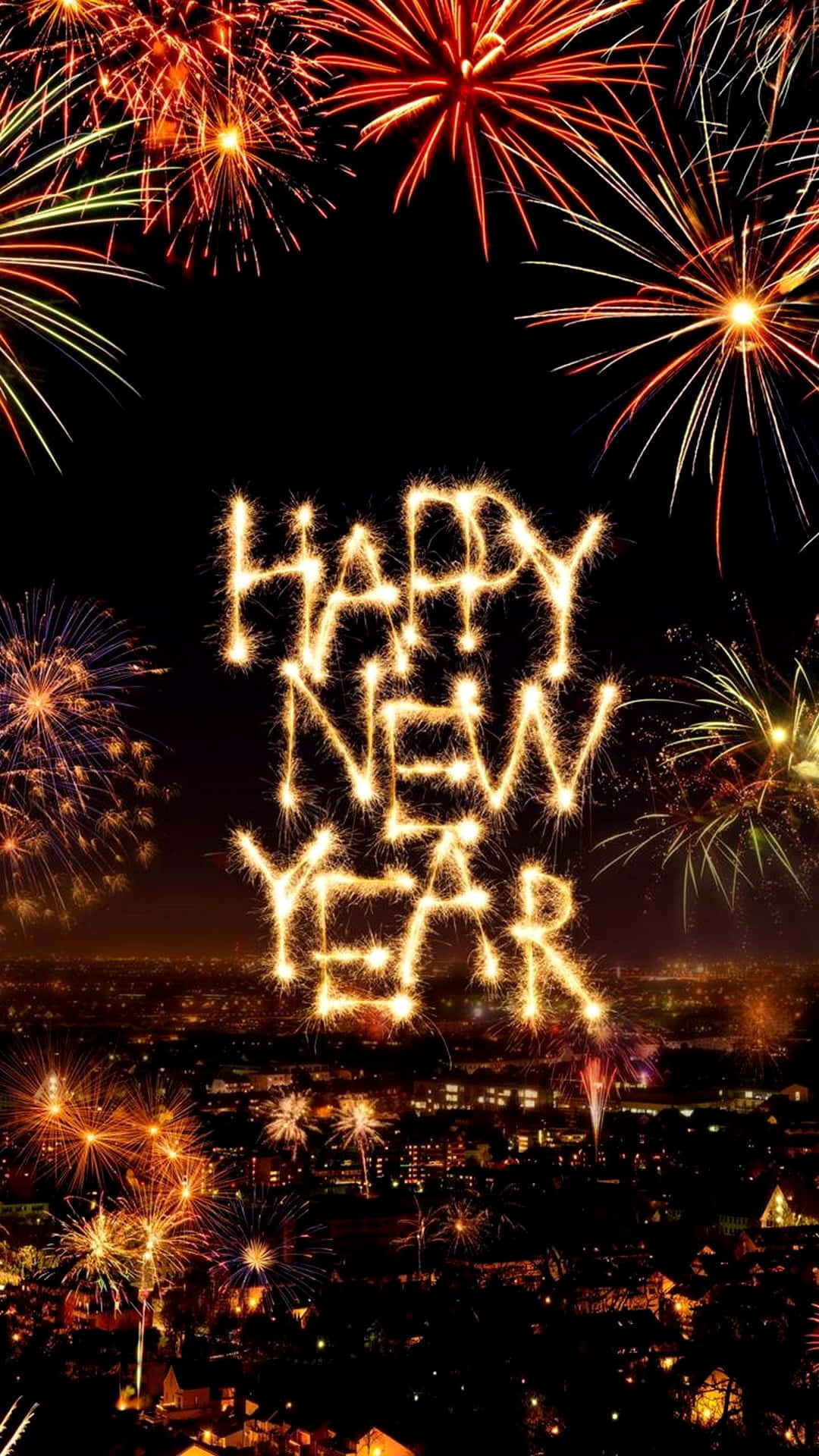 Happy New Year Yellow Font Iphone Wallpaper