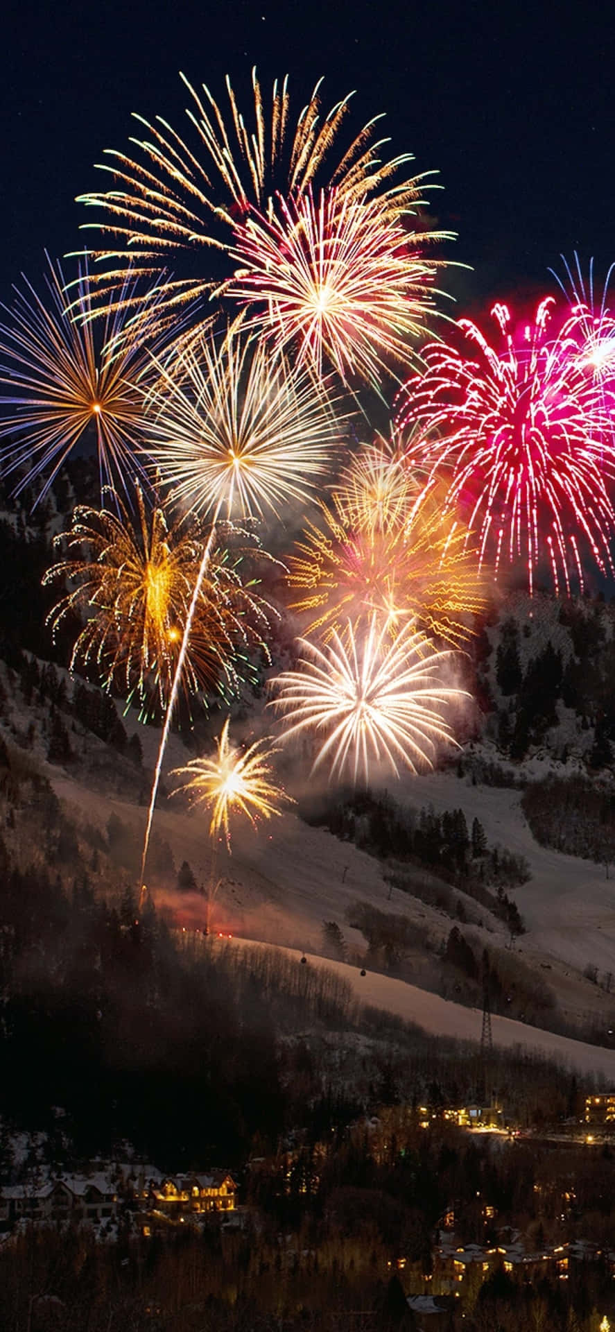 Happy New Year With Mountain Iphone Wallpaper