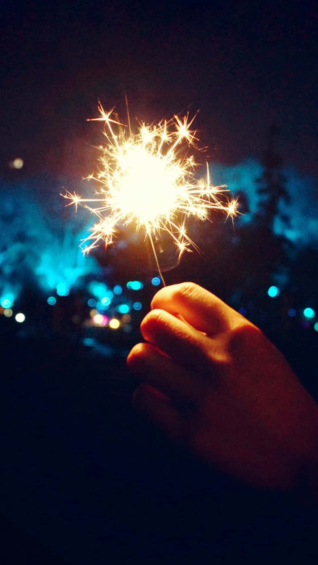 Happy New Year Holding Sparkler Iphone Wallpaper