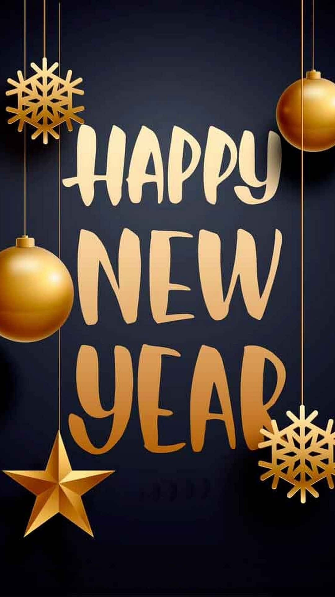 Happy New Year Gold Ornaments Iphone Wallpaper