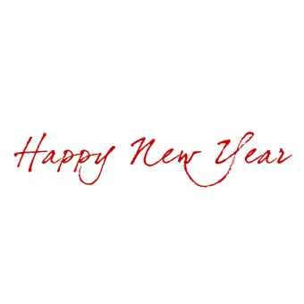 Happy New Year Red Scripton Black PNG