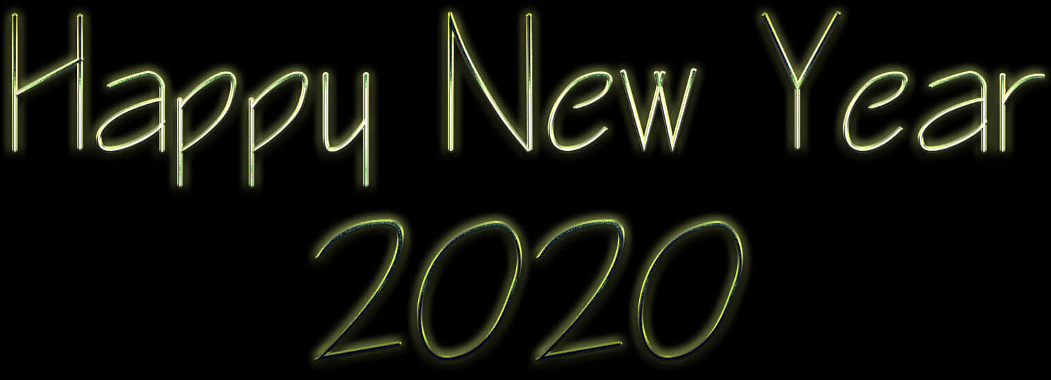 Happy New Year2020 Glowing Text PNG