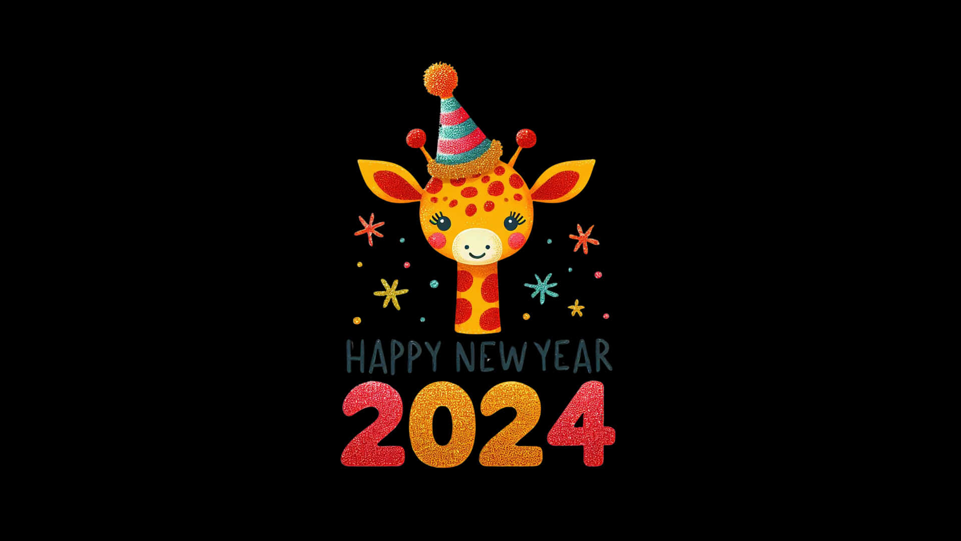 Happy New Year2024 Giraffe Celebration Wallpaper